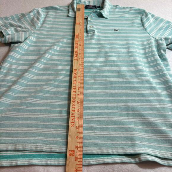 Vineyard Vines Polo Shirt Men's Size XL Blue Striped Pima Cotton - Picture 2 of 8